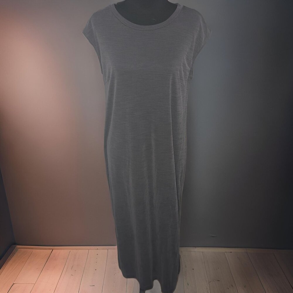 Nicole Miller NY Women's Size L Grey Rib Knit Sleeveless Midi Dress